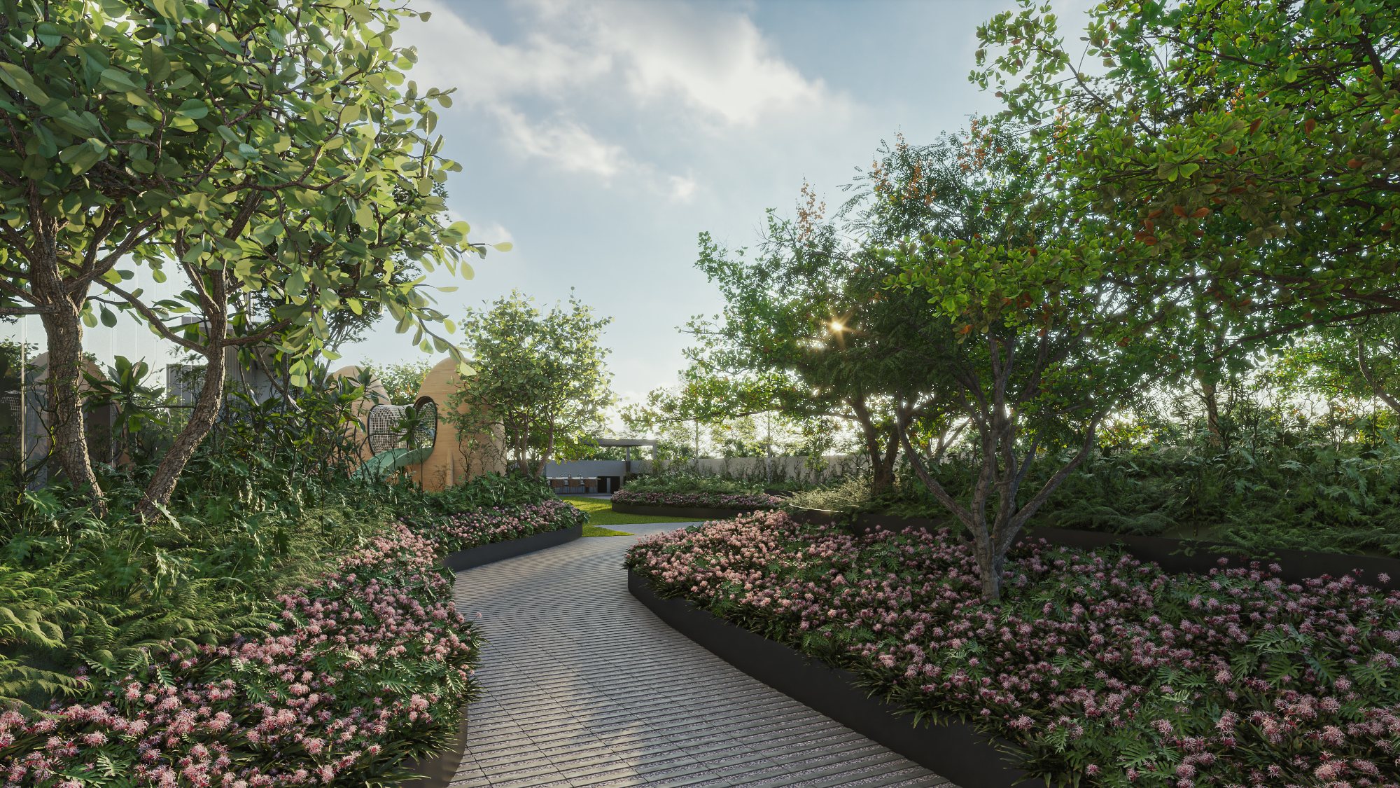 Sendero entre jardines