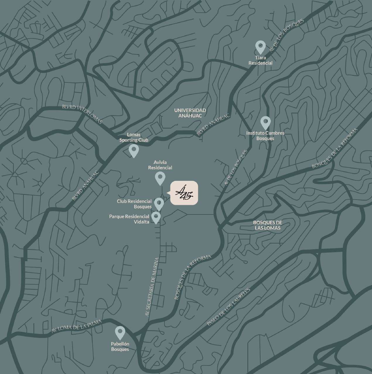 Mapa de ubicación de Áltitud 45
