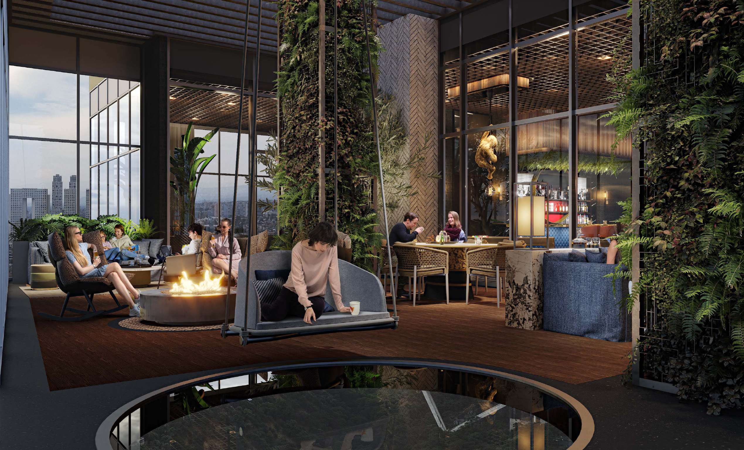 Sky lounge y fire pit